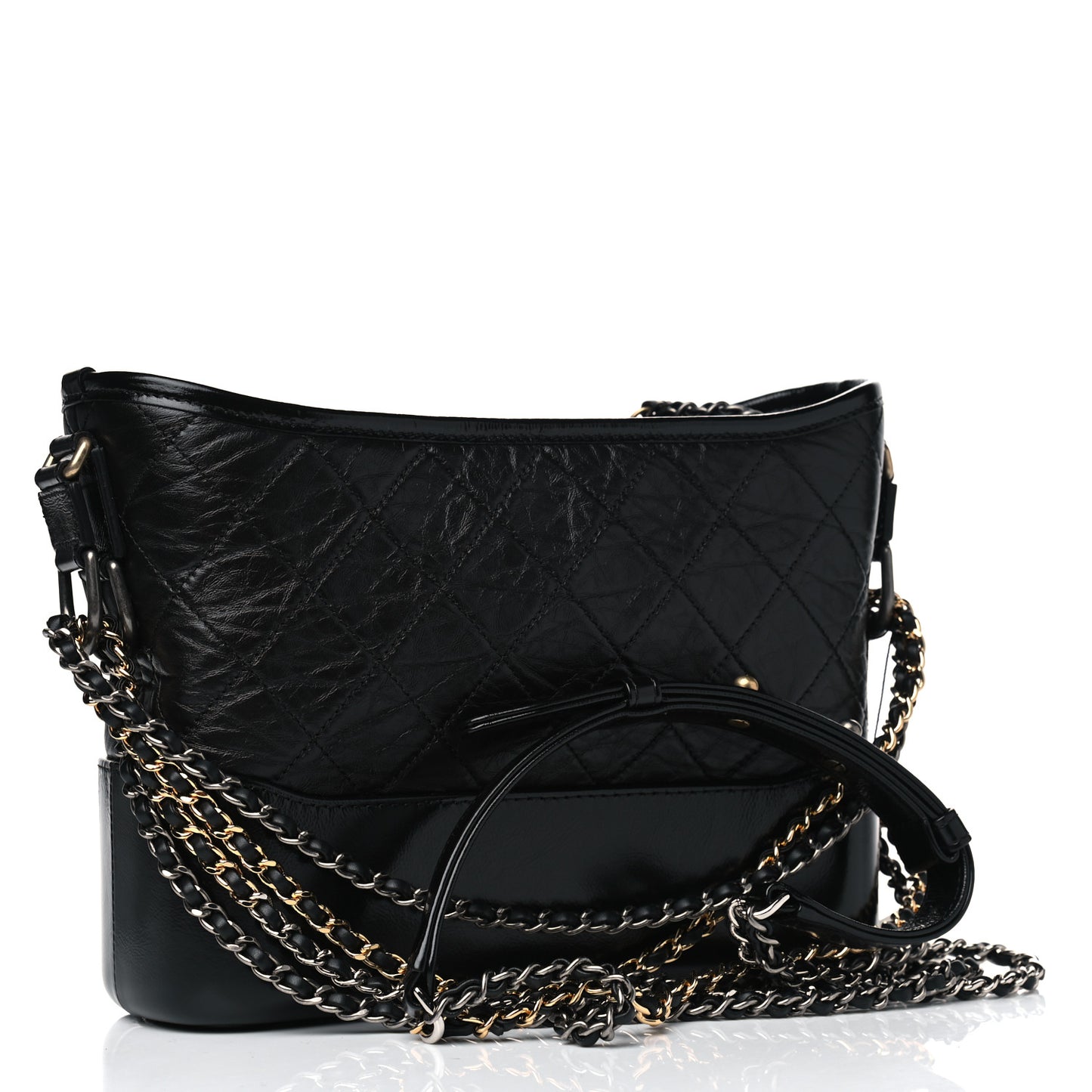 Aged Calfskin Quilted New Medium Gabrielle Hobo Black