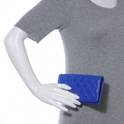 Chanel Lambskin Quilted Yen Wallet Bright Blue 2 of 8