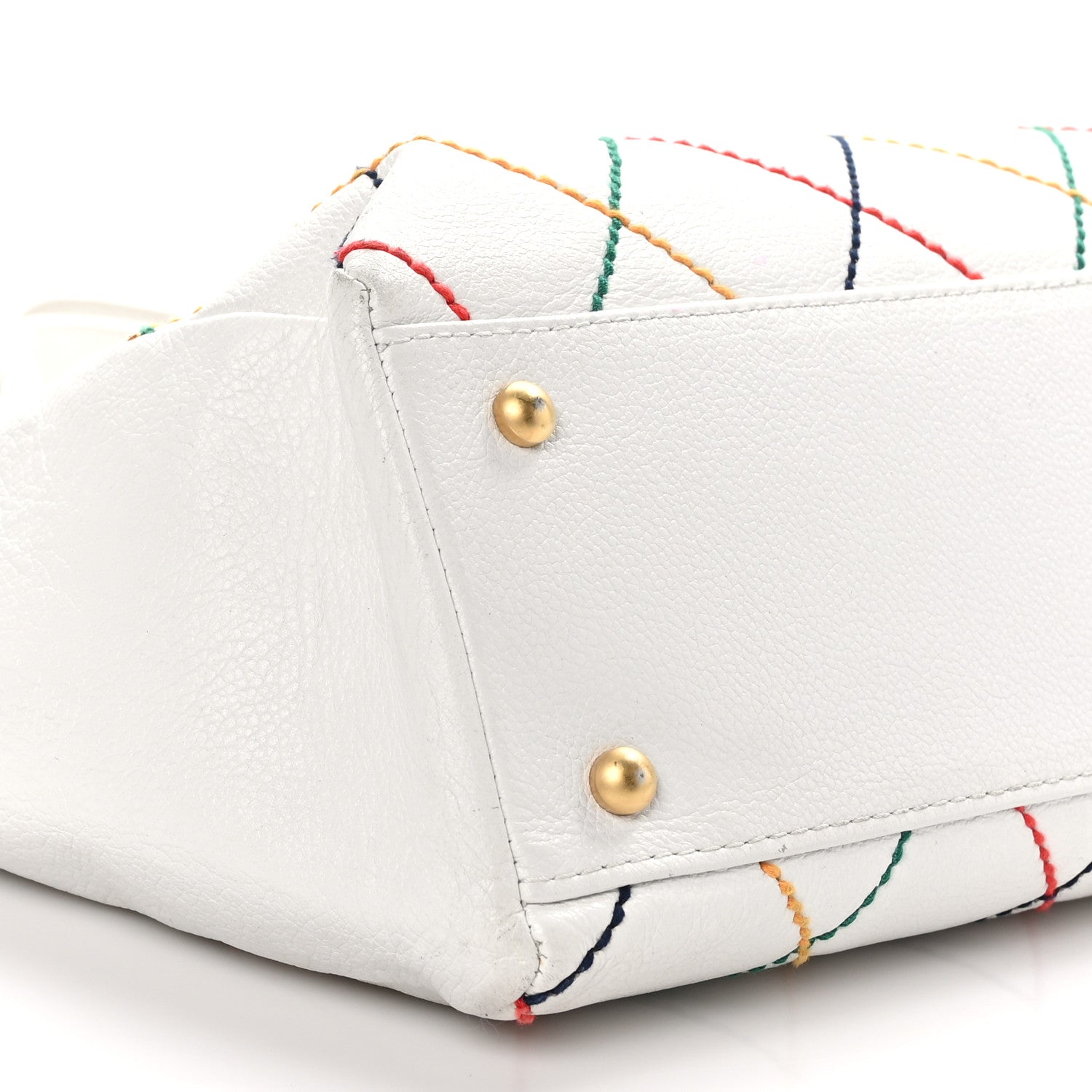 Chanel Calfskin Multicolor Stitch Tote White 9 of 12