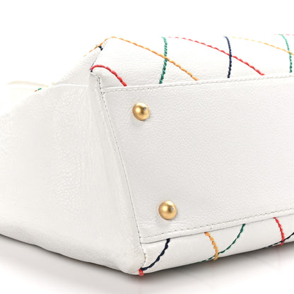 Chanel Calfskin Multicolor Stitch Tote White 9 of 12