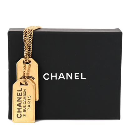 Chanel ID Dog Tag Charm Necklace Gold 5 of 5