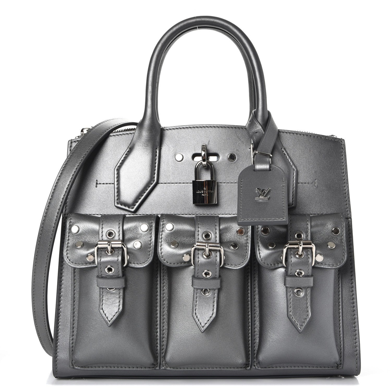 Louis Vuitton Taurillon City Steamer Pockets PM Silver 1 of 12