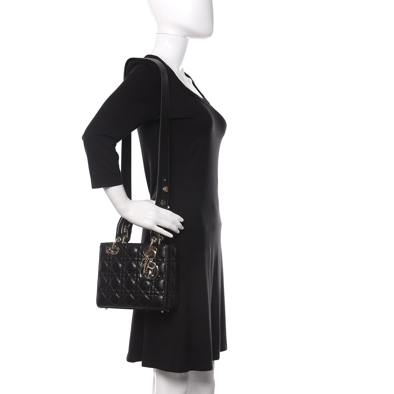 Christian Dior Lambskin Cannage Small My ABCDior Lady Dior Black 2 of 11