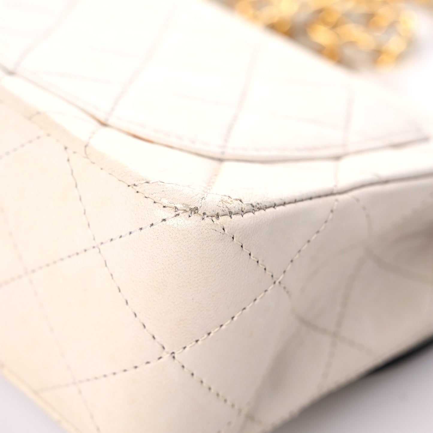 Lambskin Quilted Mini Square Flap White