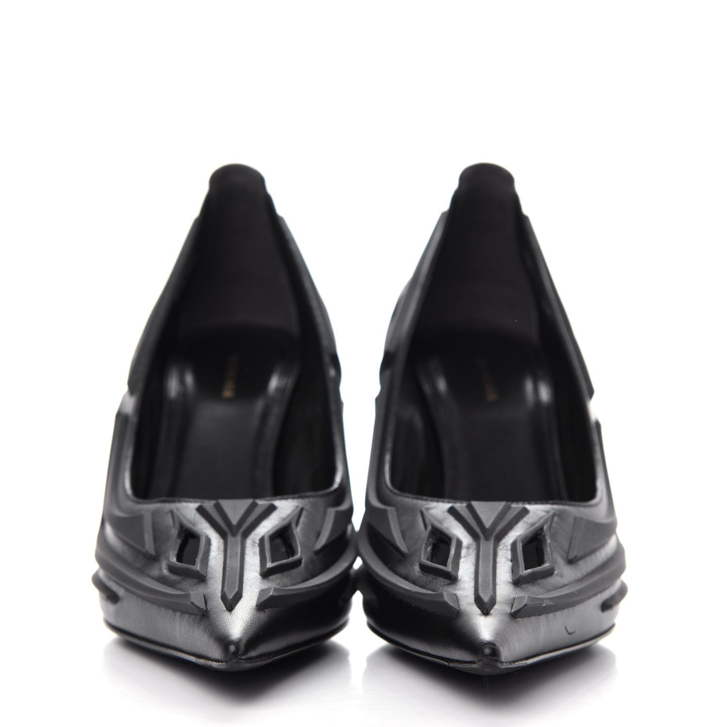 Silicone Calfskin Pointed 80mm Pumps 36 Black