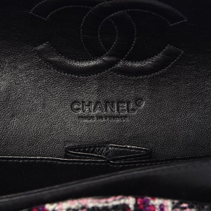 Chanel Tweed Quilted Medium Double Flap Pink Black 6 of 13