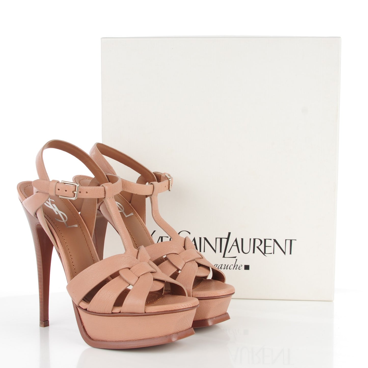 Calfskin Tribute 105 Platform Sandals 36.5 Light Beige