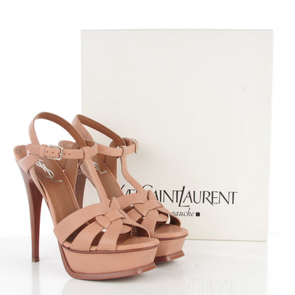Saint Laurent Calfskin Tribute 105 Platform Sandals 36.5 Light Beige 5 of 8