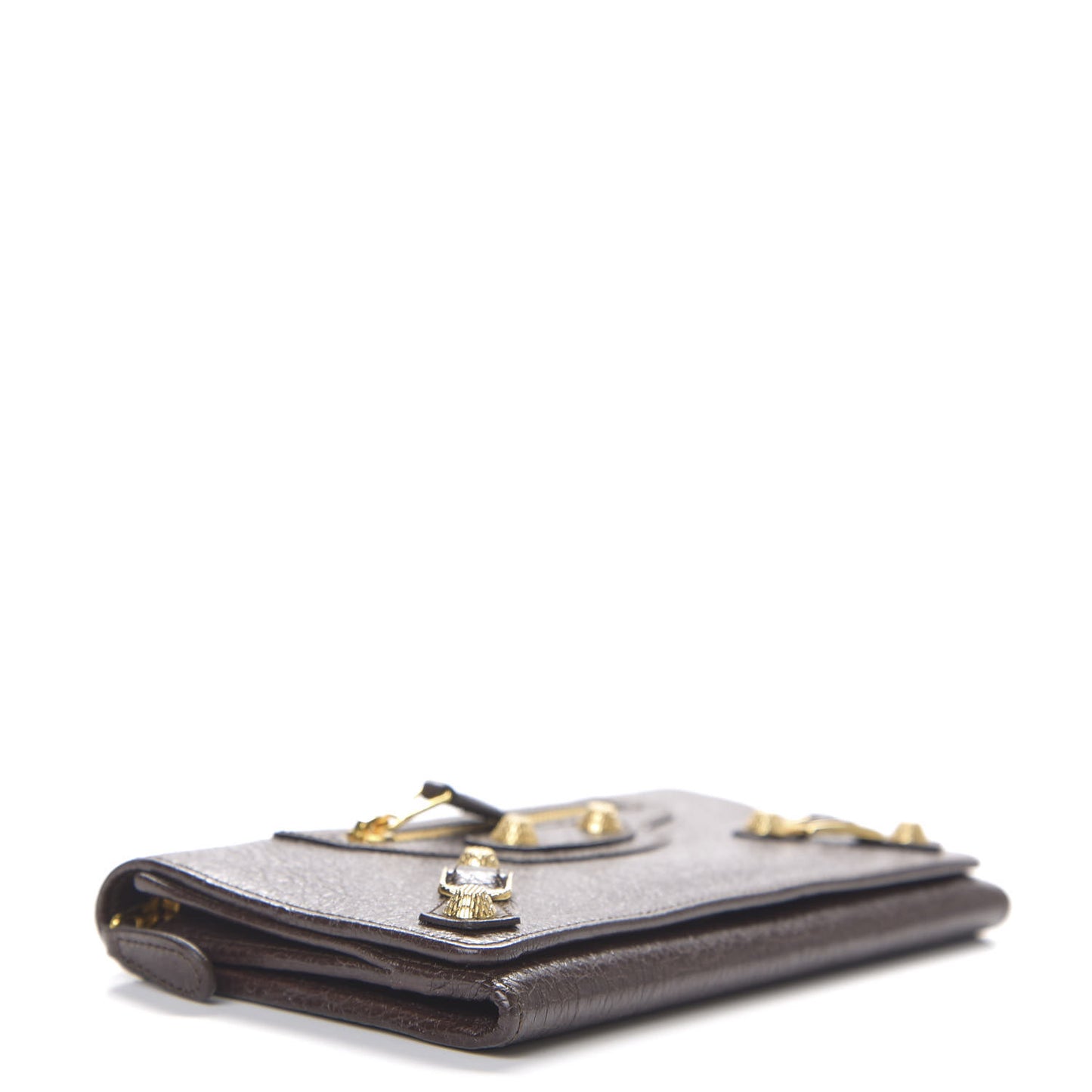 Agneau Giant 12 Gold Hardware Money Wallet Charbon