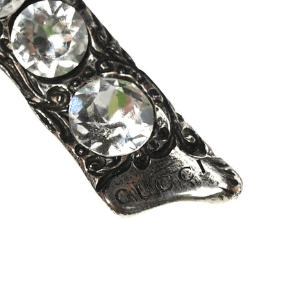 Gucci Metal Crystal Bow Brooch Silver 3 of 3
