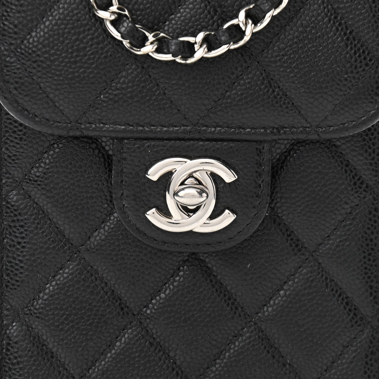 Caviar Quilted Classic Phone Holder Black