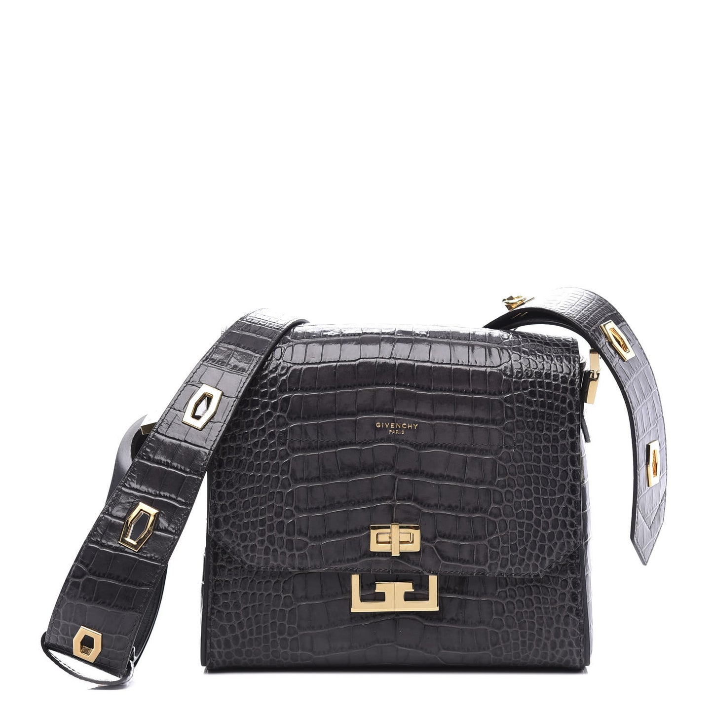 Calfskin Crocodile Embossed Medium Eden Storm Grey