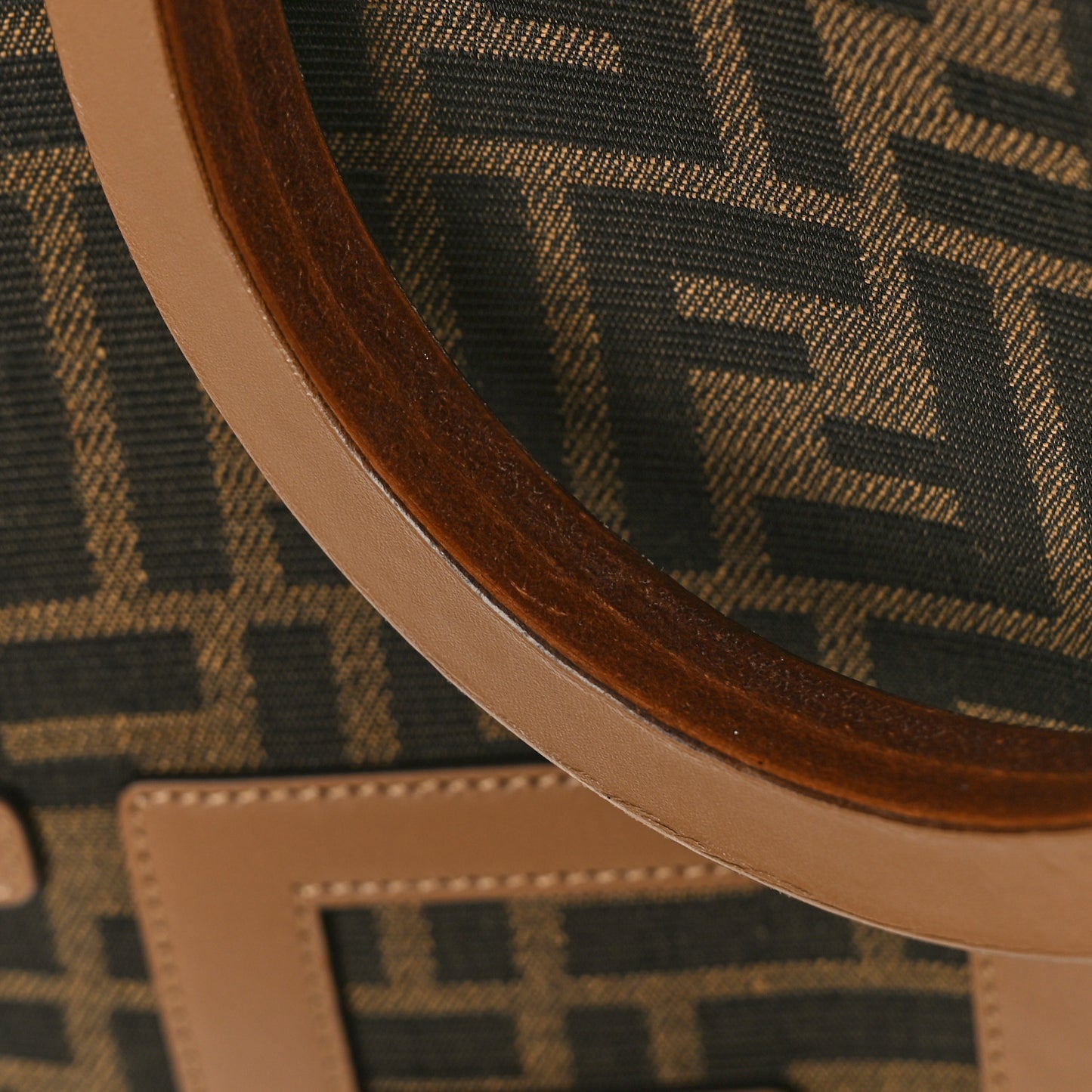 Fabric Jacquard FF 1974 Logo Large Sunshine Shopper Tote Tobacco Moro Sand
