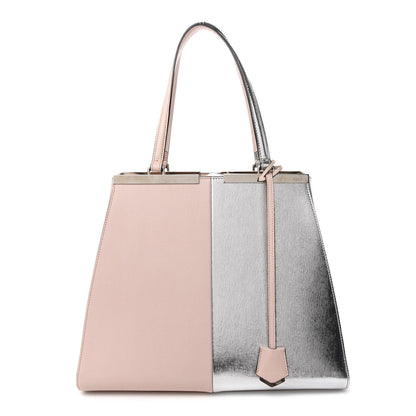 Fendi Vitello Elite Bi-Color Large 3Jours Tote Plaster Argento 1 of 13