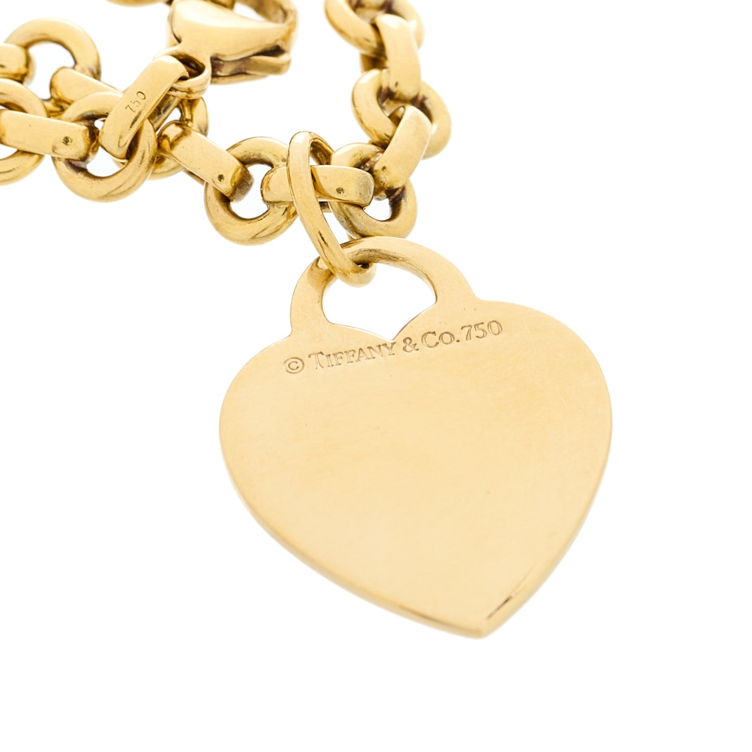 Tiffany 18K Yellow Gold Heart Tag Charm Bracelet 4 of 4