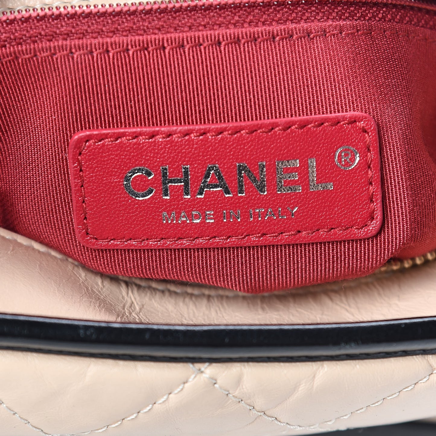 Aged Calfskin Quilted Small Gabrielle Hobo Beige Black