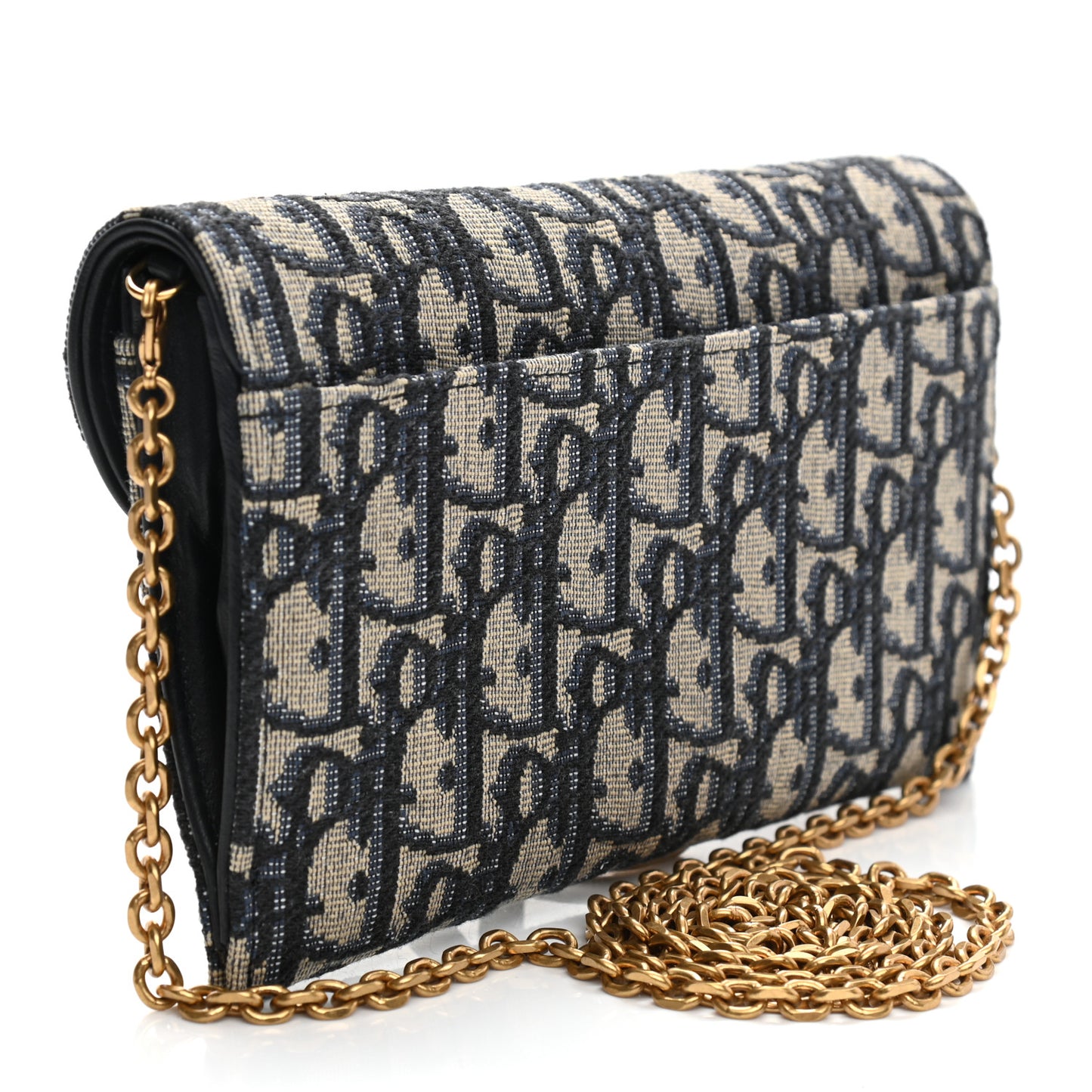 Oblique Saddle Chain Long Wallet Blue