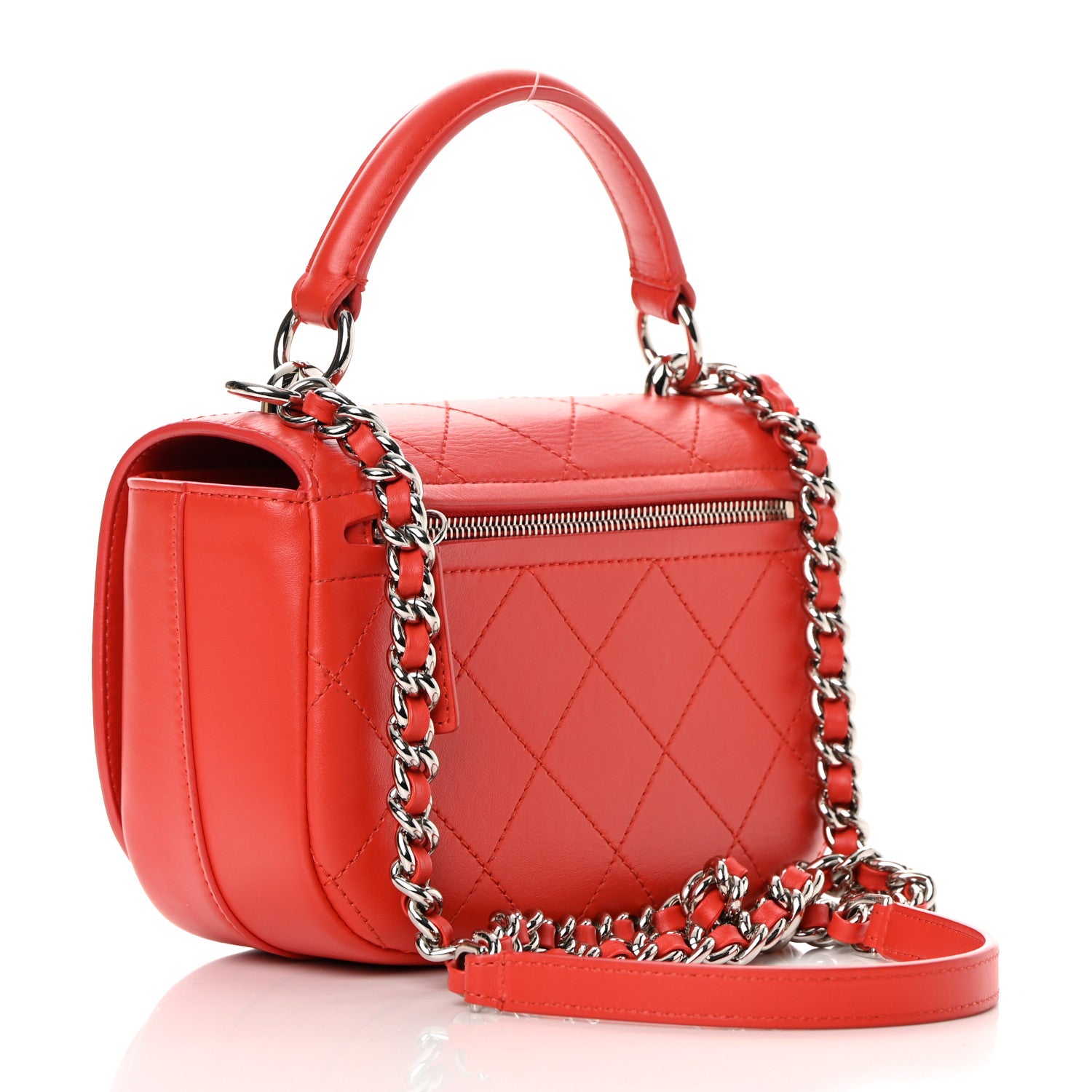 Chanel Calfskin Stitched Small Ring My Bag Flap Crossbody Red 3 of 15