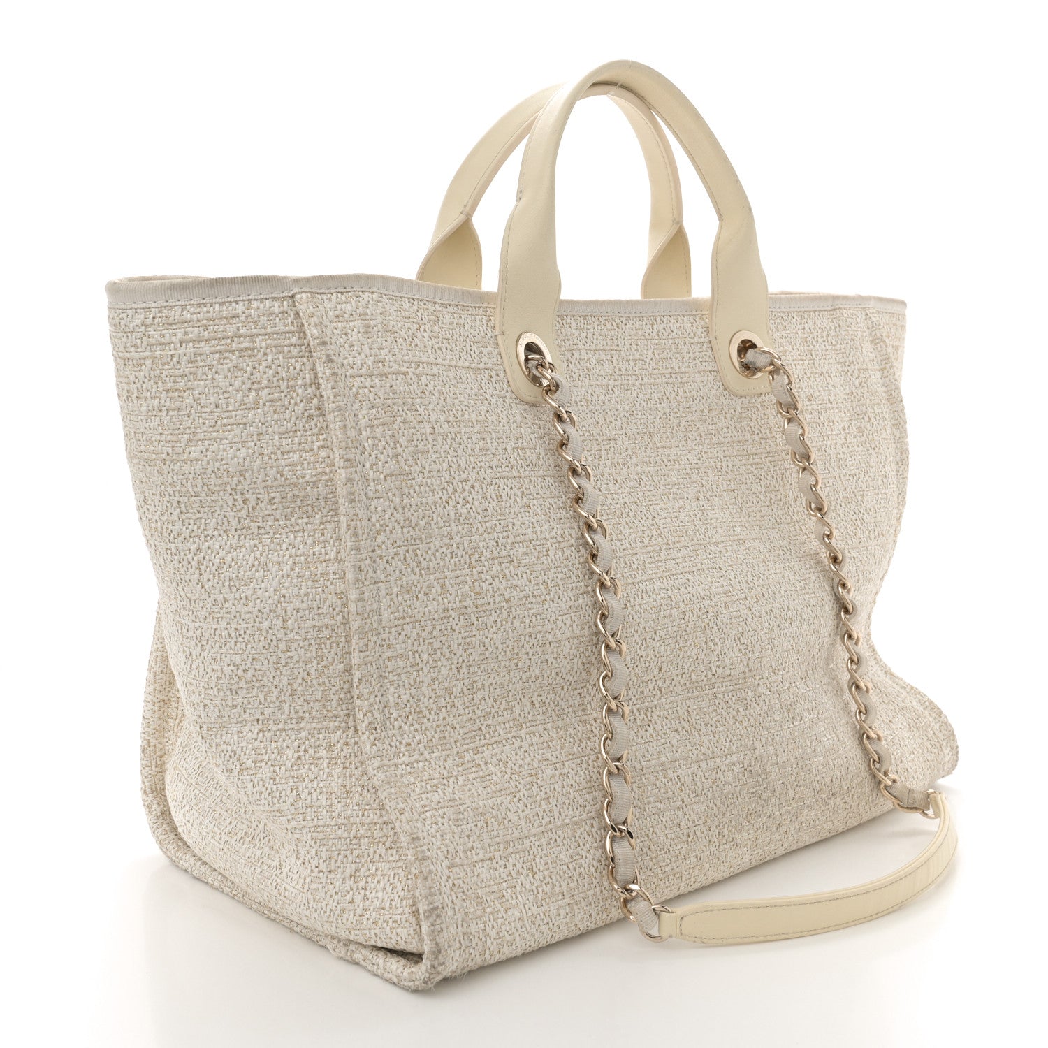 Chanel Lurex Boucle Medium Deauville Tote White 3 of 15