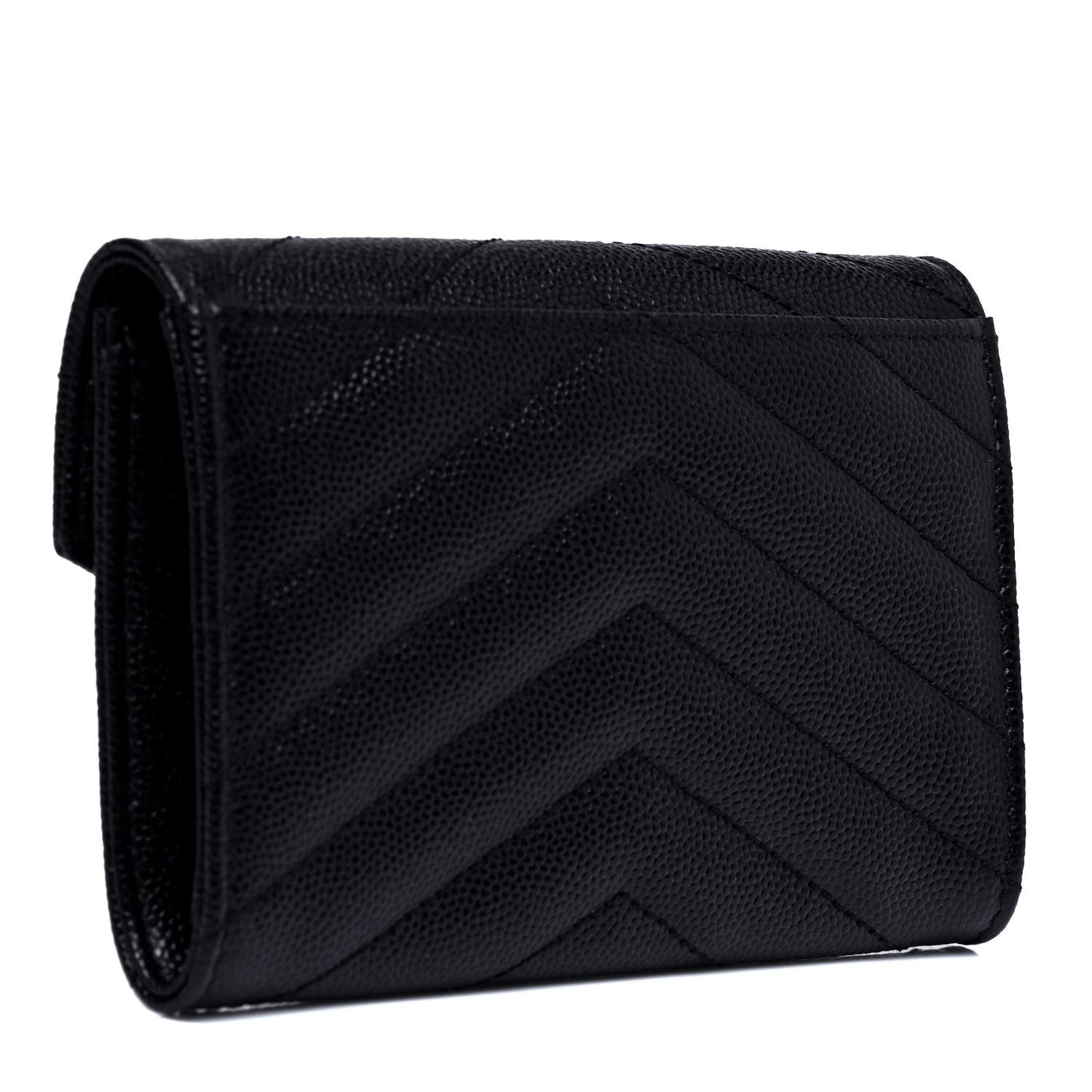 Grain De Poudre Matelasse Chevron Small Monogram Envelope Wallet Black
