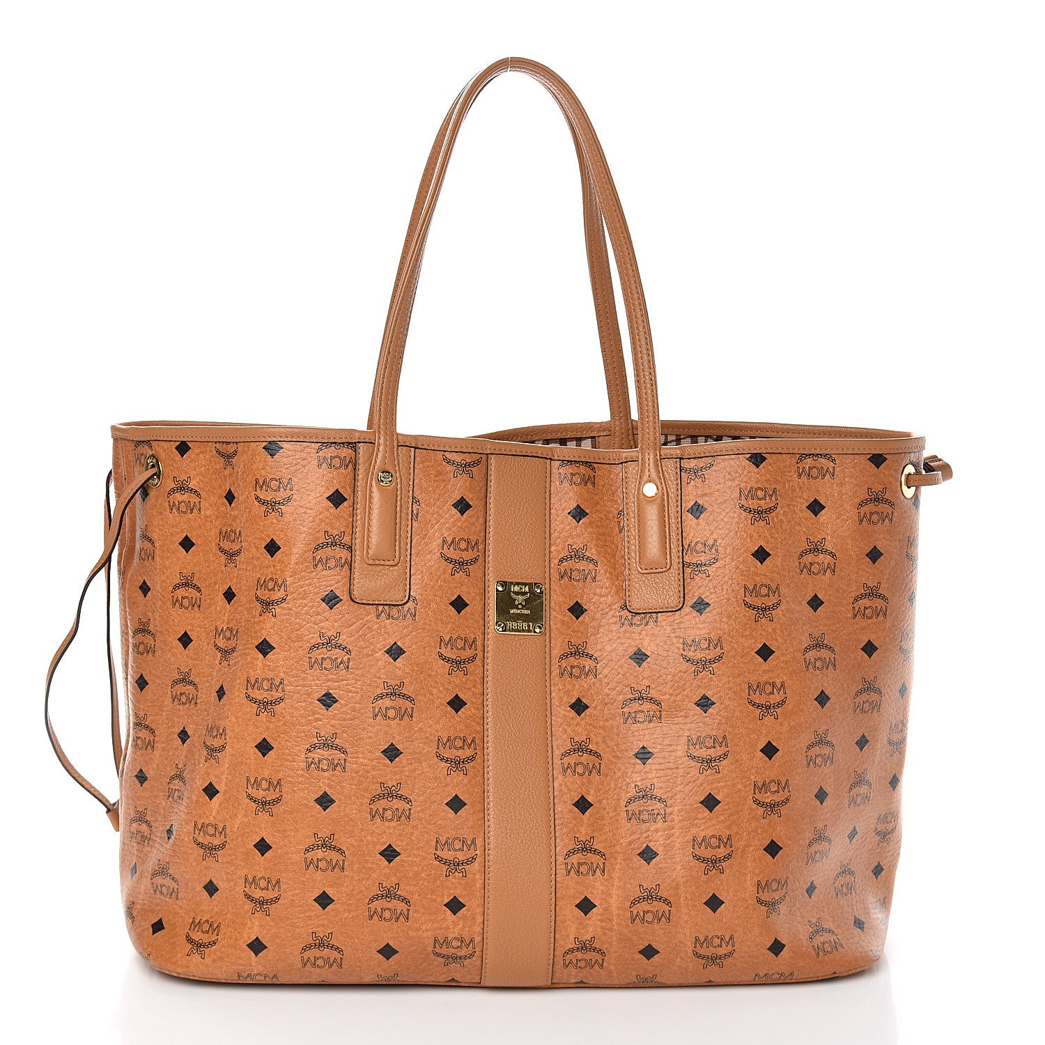 MCM Visetos Large Liz Reversible Shopper Tote Cognac 2 of 13