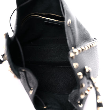 Valentino Garavani Grained Calfskin Rockstud Bucket Bag Black 5 of 15