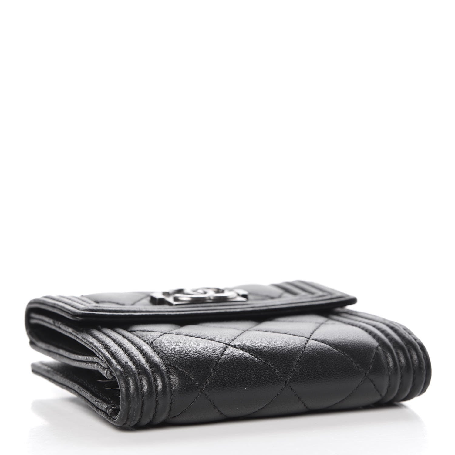 Chanel Lambskin Quilted Compact Boy Wallet Black 4 of 10