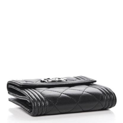 Chanel Lambskin Quilted Compact Boy Wallet Black 4 of 10