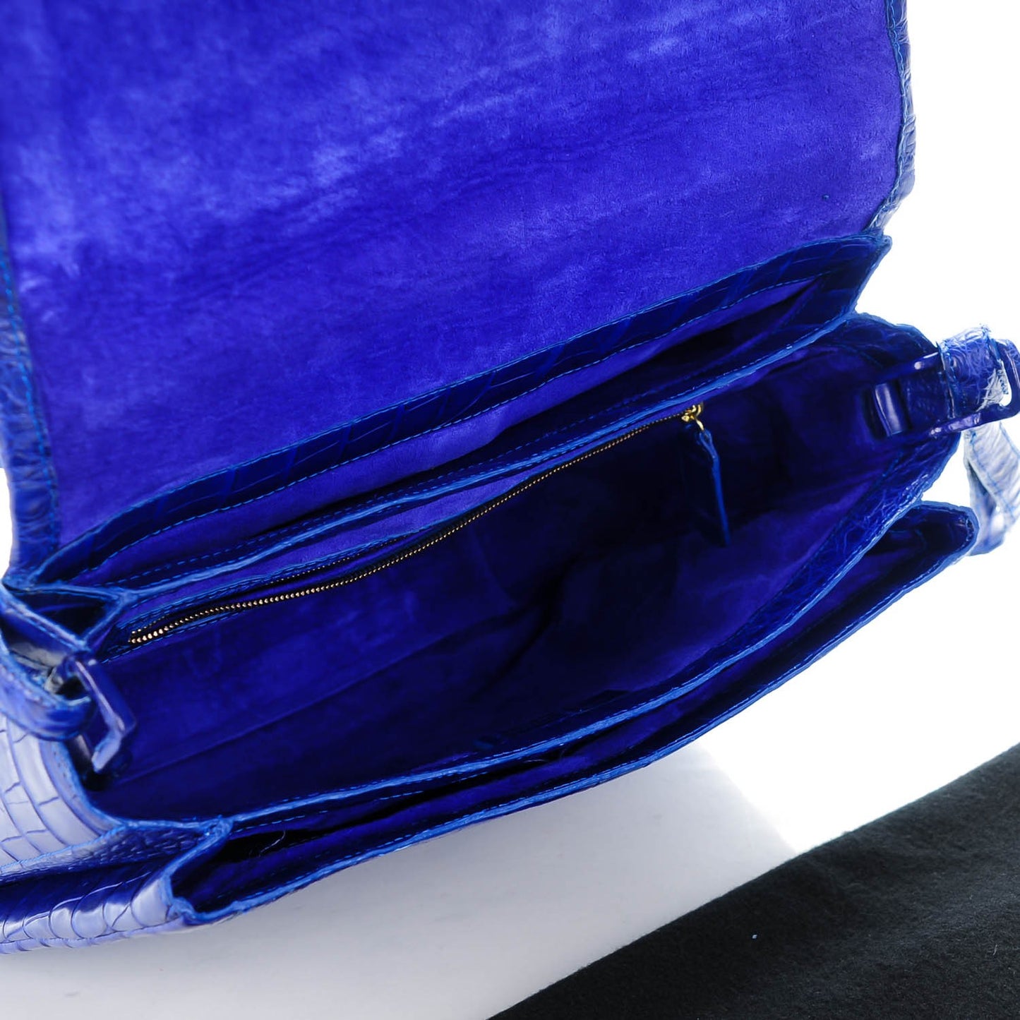 Crocodile Front Flap Shoulder Bag Cobalt