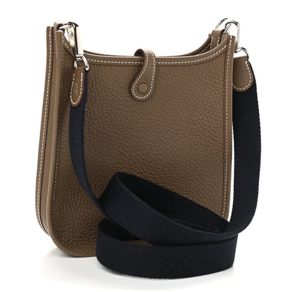 Hermes Taurillon Clemence Amazone Evelyne TPM Etoupe Bleu Indigo 3 of 11