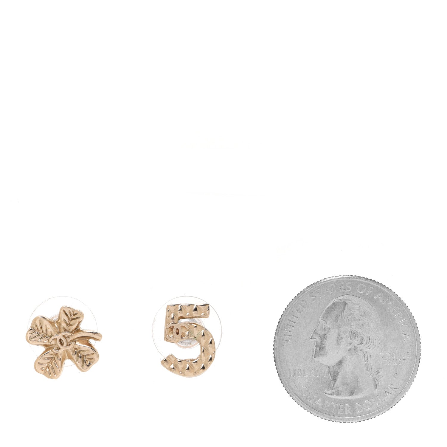 Chanel No 5 Clover CC Earrings Gold 2 of 5
