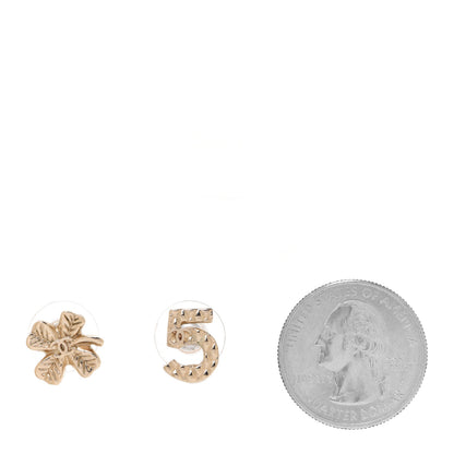 Chanel No 5 Clover CC Earrings Gold 2 of 5