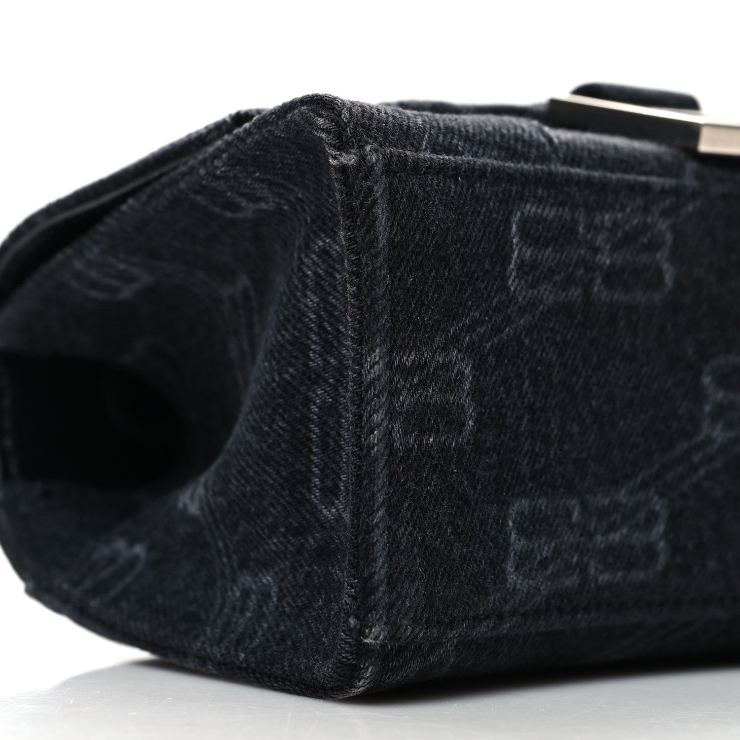 Balenciaga Washed Denim BB Monogram Hourglass Top Handle Bag XS Black 10 of 12