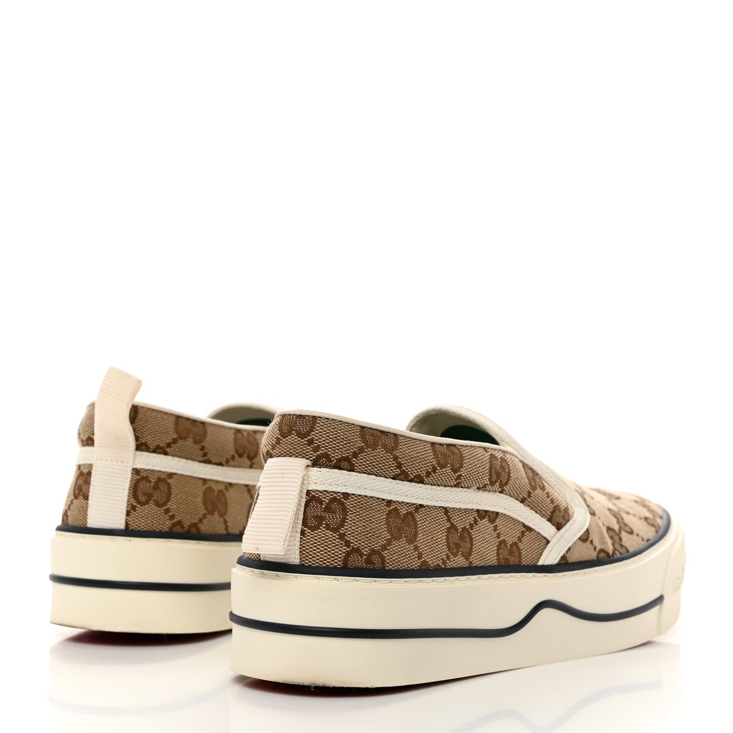 GG Monogram Womens 1977 Tennis Slip On 30mm Sneakers 40 Beige Ebony Mystic White