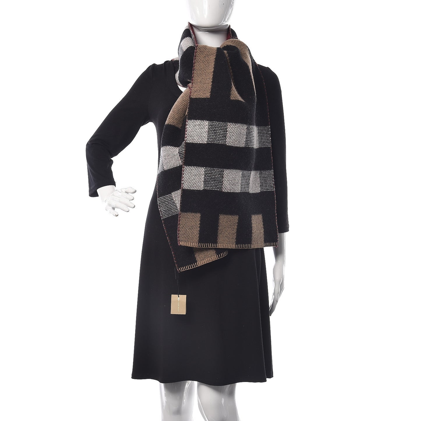 Wool Cashmere Half Mega Check Blanket Scarf House Check