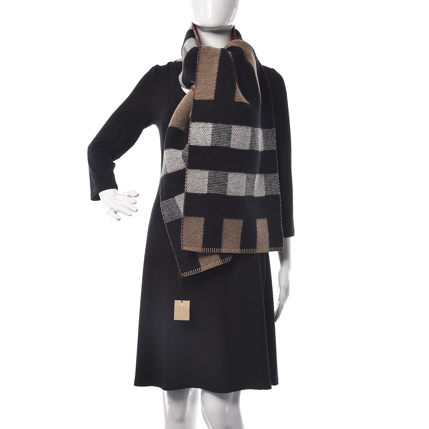 Burberry Wool Cashmere Half Mega Check Blanket Scarf House Check 2 of 4