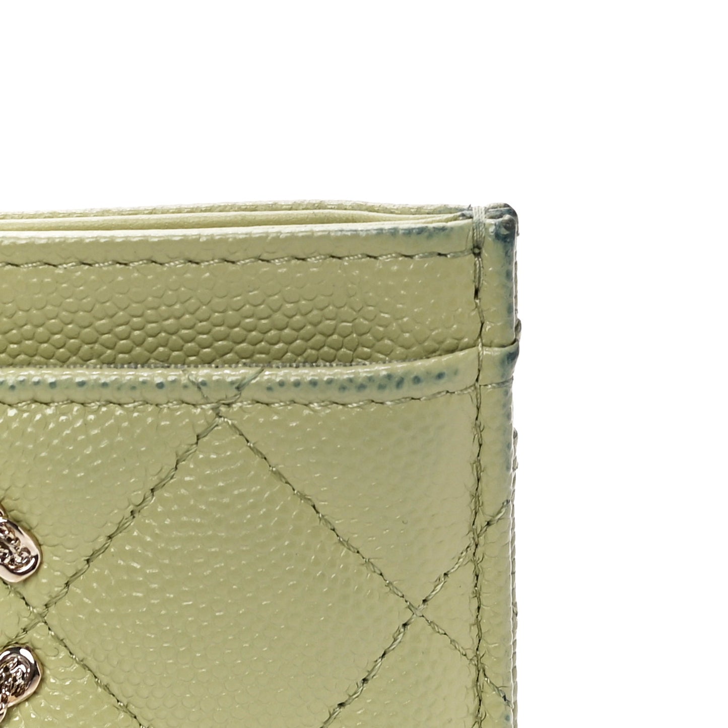 Caviar Quilted French New Wave Card Holder Light Green