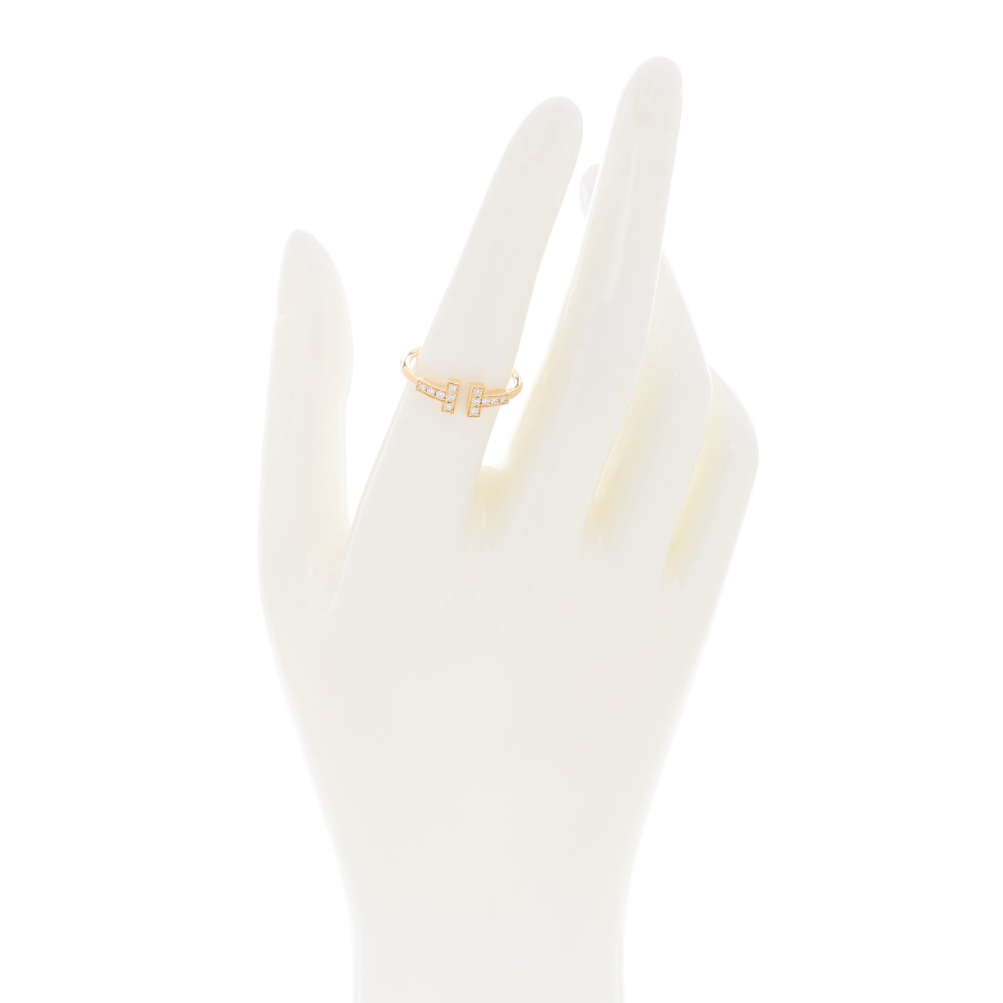 18K Yellow Gold Diamond T Wire Ring 54 6.75