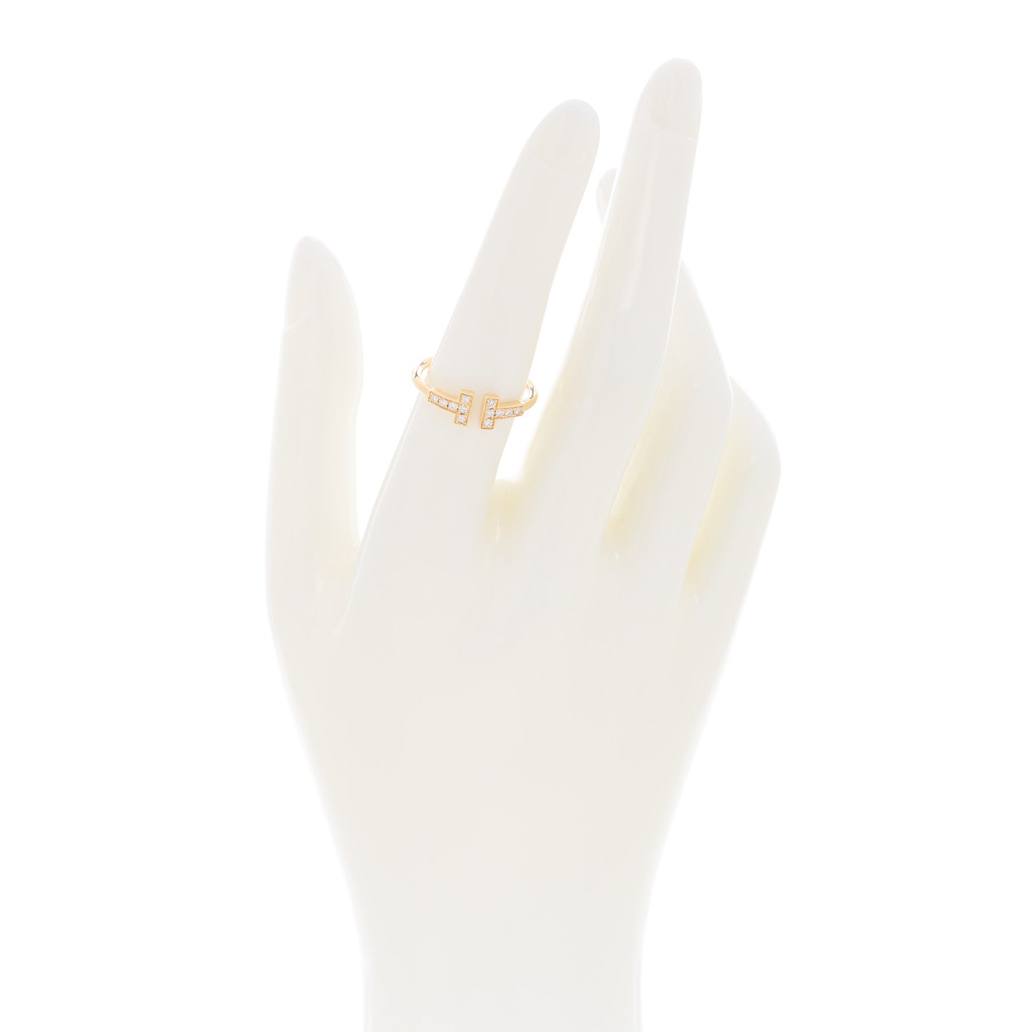 Tiffany 18K Yellow Gold Diamond T Wire Ring 54 6.75 2 of 4