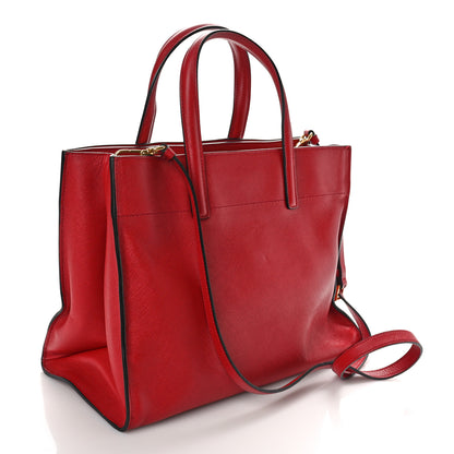 Prada Saffiano Soft Triple Pocket Tote Rosso 3 of 17