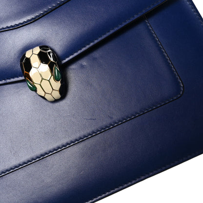 Bulgari Calfskin Large Serpenti Forever Top Handle Blue 10 of 13
