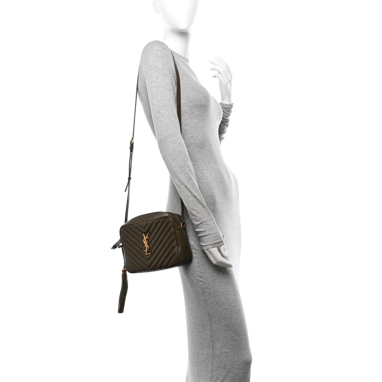 Saint Laurent Calfskin Matelasse Monogram Lou Camera Bag Military Olive 2 of 15