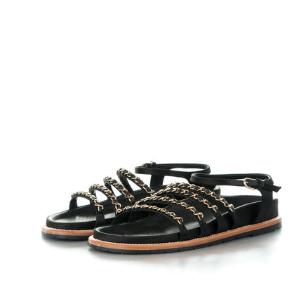 Chanel Satin Lambskin Chain Flat Sandals 39 Black 3 of 8