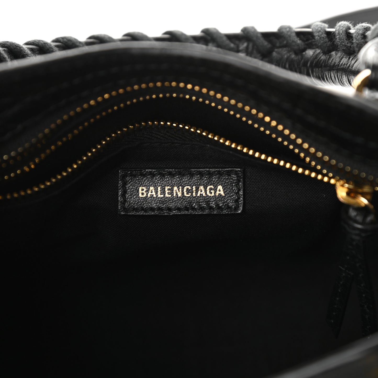 Calfskin Crocodile Embossed Gold Metallic Edge Hardware Mini City Black