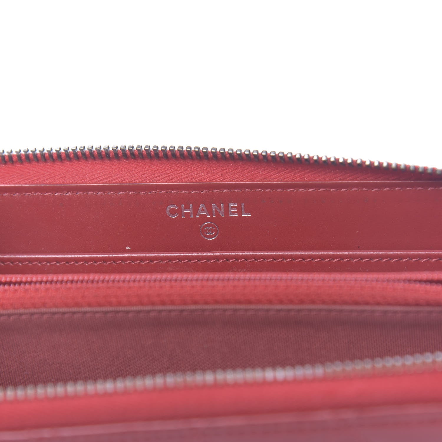 Chanel Glazed Calfskin Coco Boy Large Gusset Zip Around Wallet Red 6 of 13