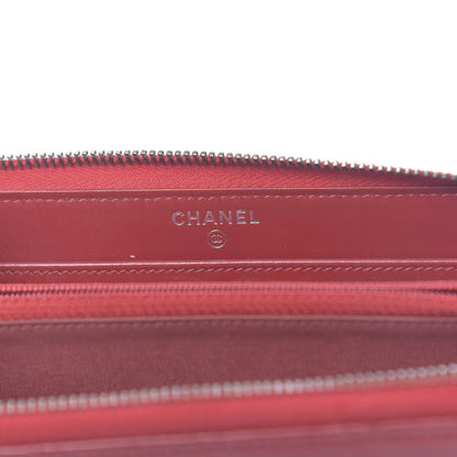 Chanel Glazed Calfskin Coco Boy Large Gusset Zip Around Wallet Red 6 of 13