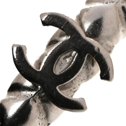 Chanel Metal Quilt CC Hoop Earrings Silver 5 of 5