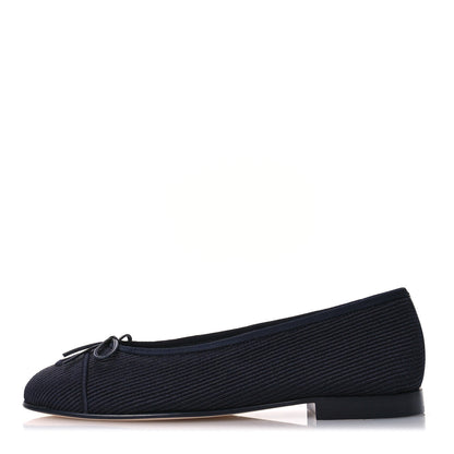 Chanel Embroidered Fabric Cap Toe CC Ballerina Flats 40.5 Dark Navy Blue 1 of 9