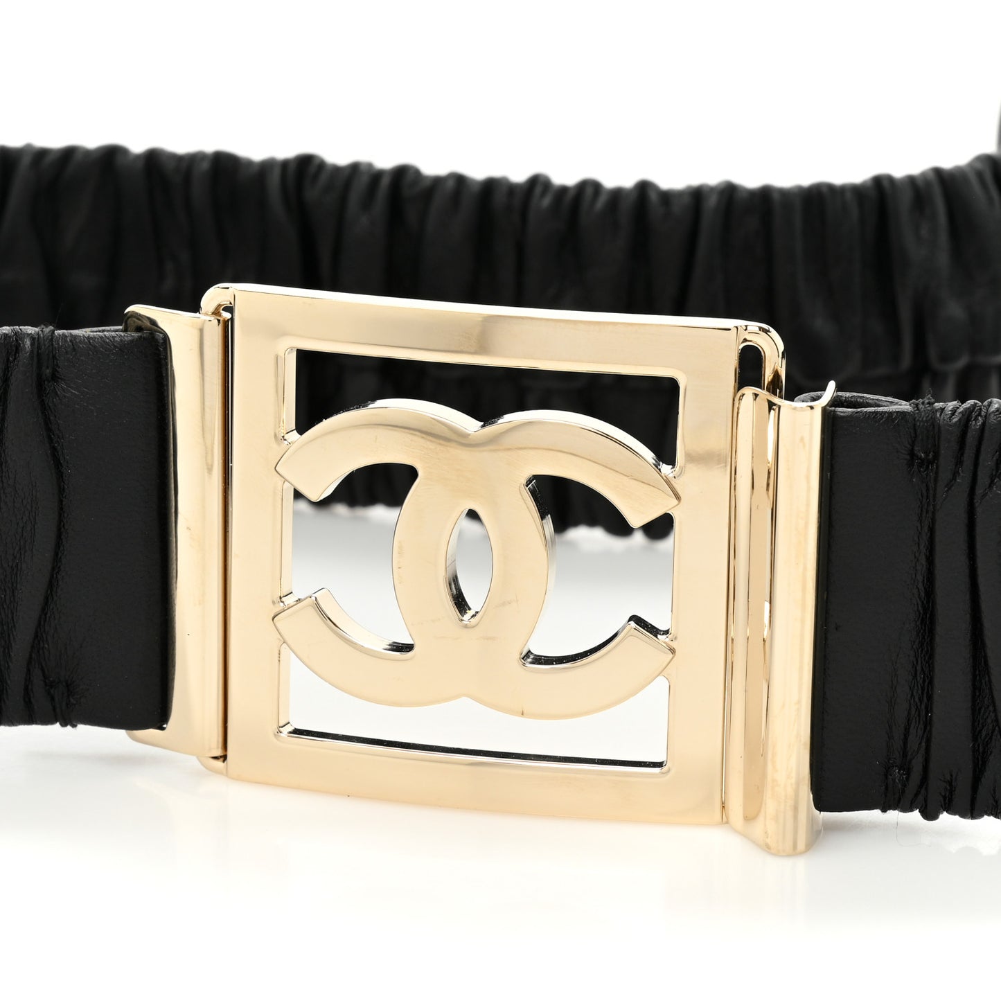 Lambskin Ruched CC Belt 95 38 Black
