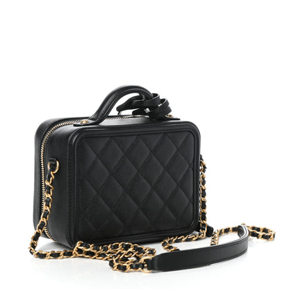Chanel Caviar Quilted Small CC Filigree Vanity Case Black 3 of 9